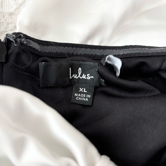 NWOT Lulus Extravagant Moment Black and White Off-the-Shoulder Mini Dress XLarge - Picture 4 of 8